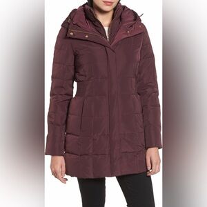 Cole Haan Down Puffer Coat with Bib Merlot Size XL Like New